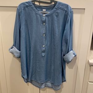 LOFT, long-sleeved blouse, light blue, size L